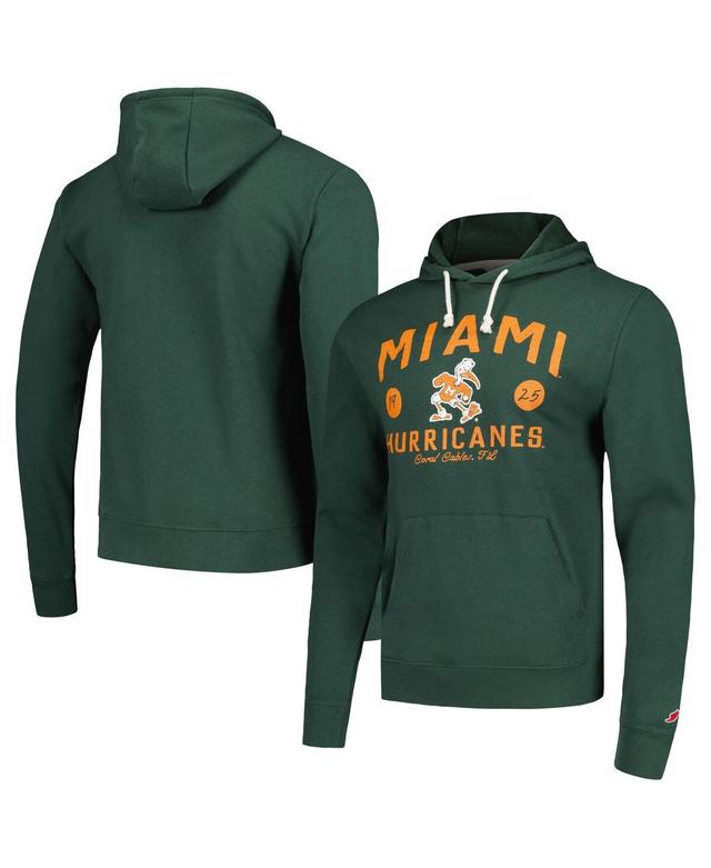 Mens League Collegiate Wear Green Distressed Miami Hurricanes Bendy Arch Essential Pullover Hoodie Product Image