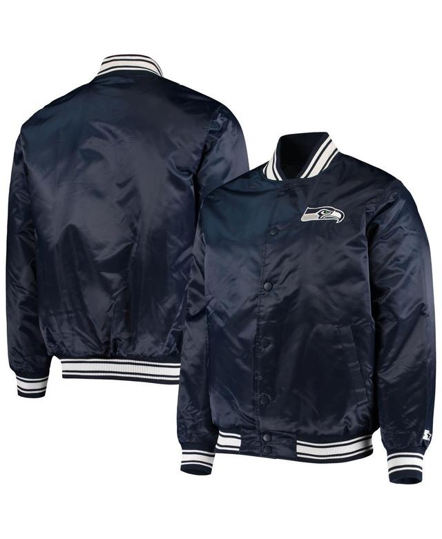 Mens Starter College Seattle Seahawks Locker Room Satin Varsity Full-Snap Jacket Blue Product Image