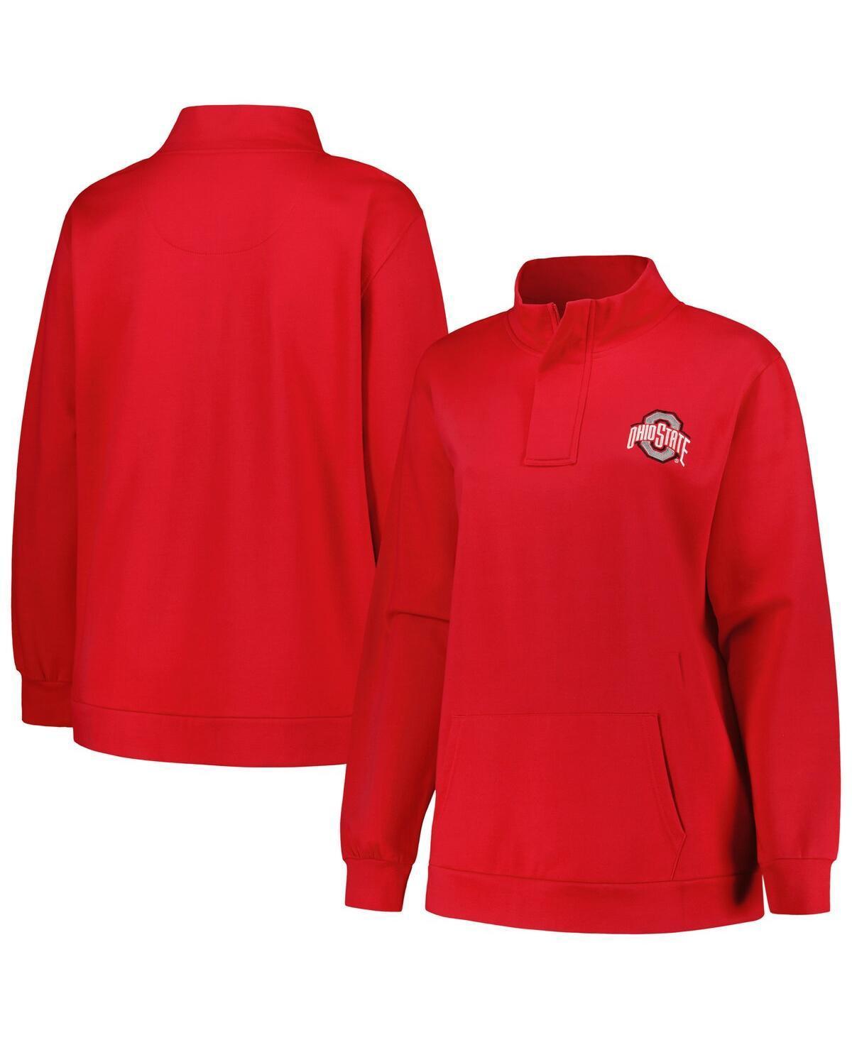 Womens Profile Scarlet Ohio State Buckeyes Plus Size Fleece Quarter-Zip Jacket Product Image