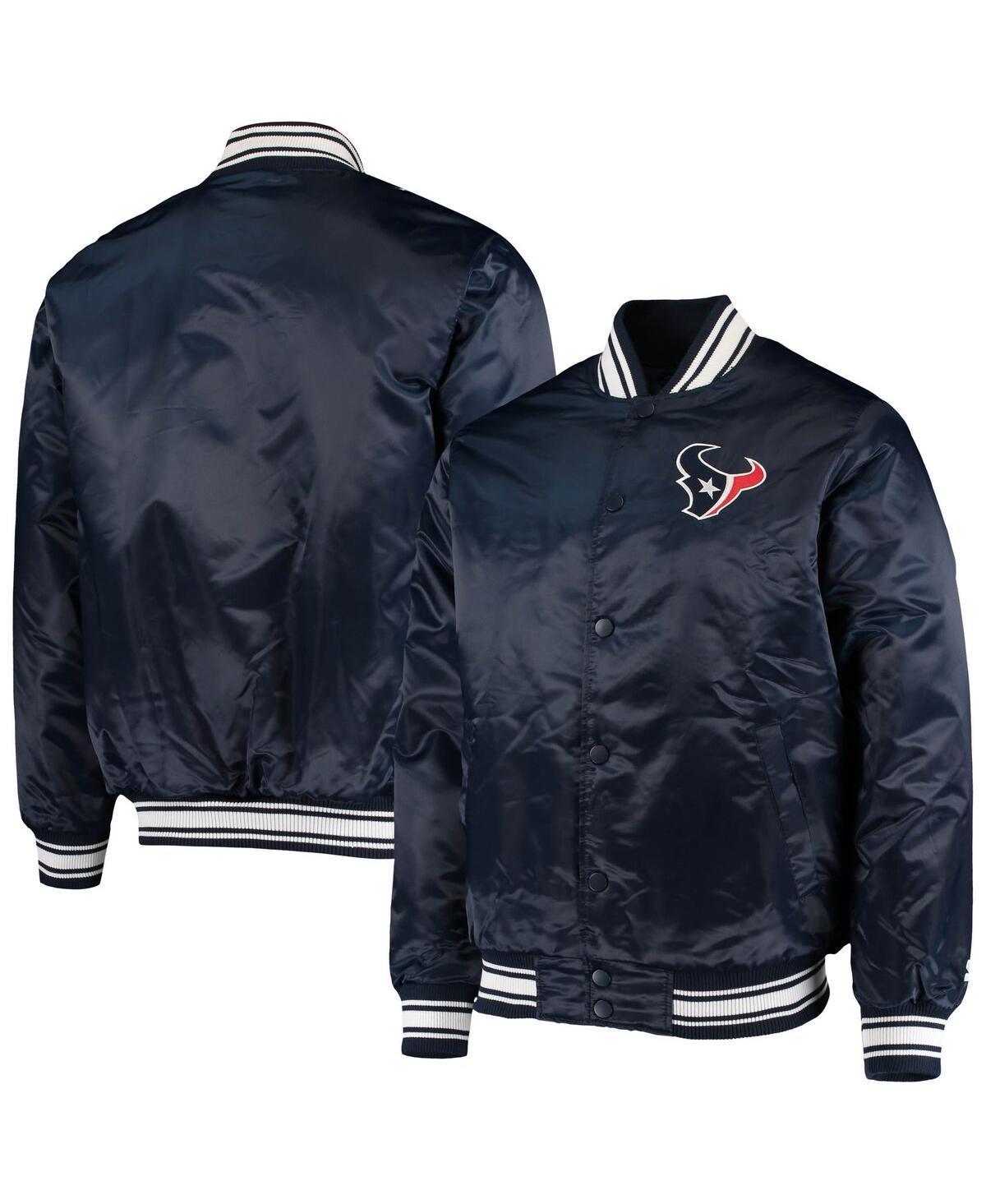 Mens Starter Houston Texans Locker Room Satin Varsity Full-Snap Jacket Blue Product Image