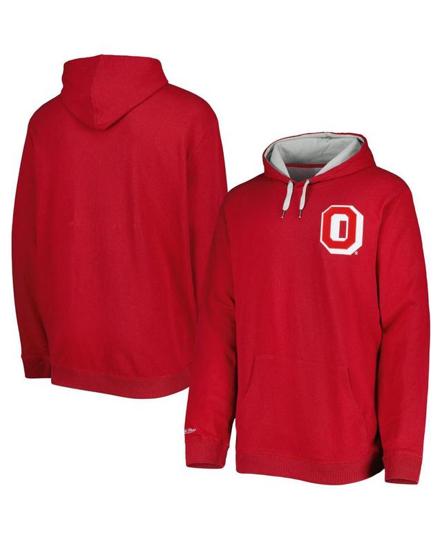 Mens Mitchell & Ness Scarlet Ohio State Buckeyes Classic French Terry Pullover Hoodie OSU Red Product Image