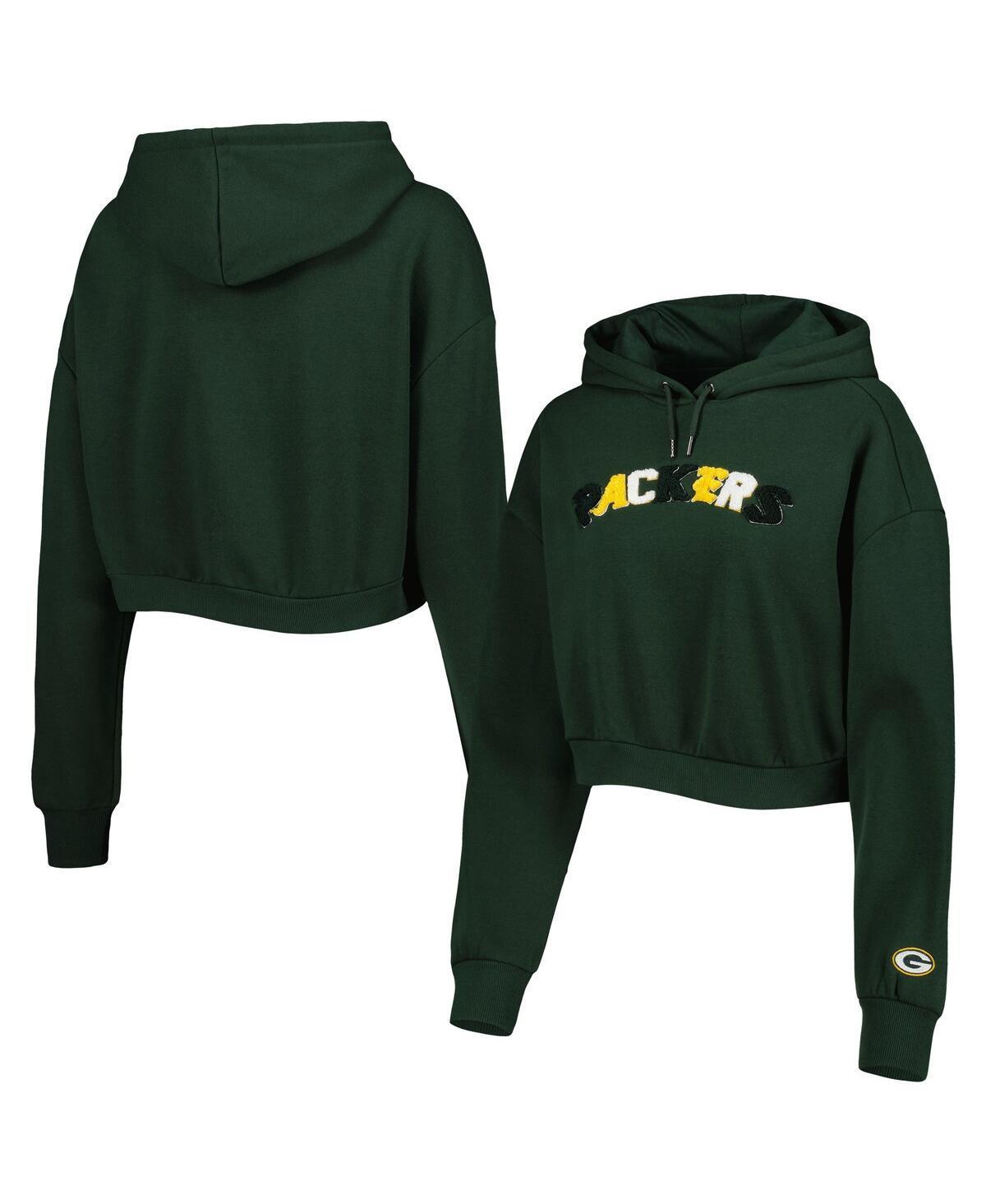 Womens The Wild Collective Green Green Bay Packers Cropped Pullover Hoodie Product Image