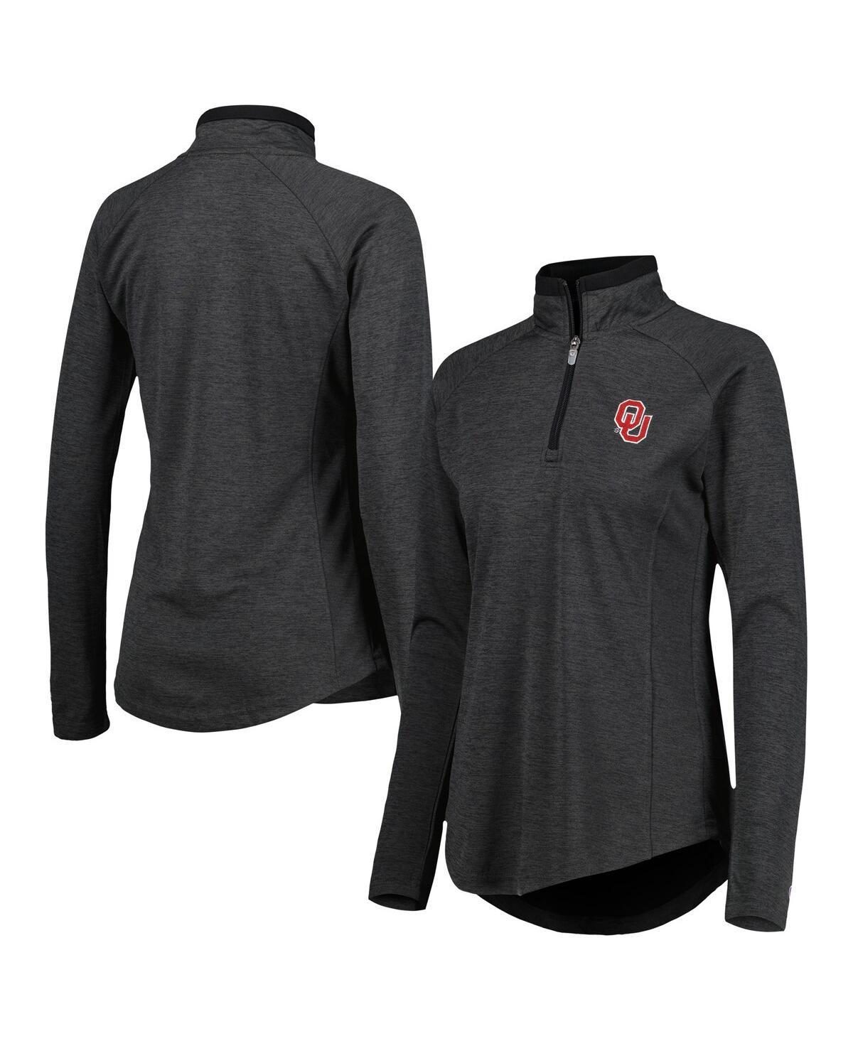 Womens Champion Heathered Black Oklahoma Sooners Core Raglan Quarter-Zip Jacket Product Image