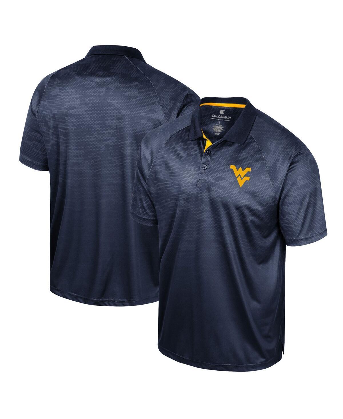 Mens Colosseum Navy West Virginia Mountaineers Honeycomb Raglan Polo Product Image