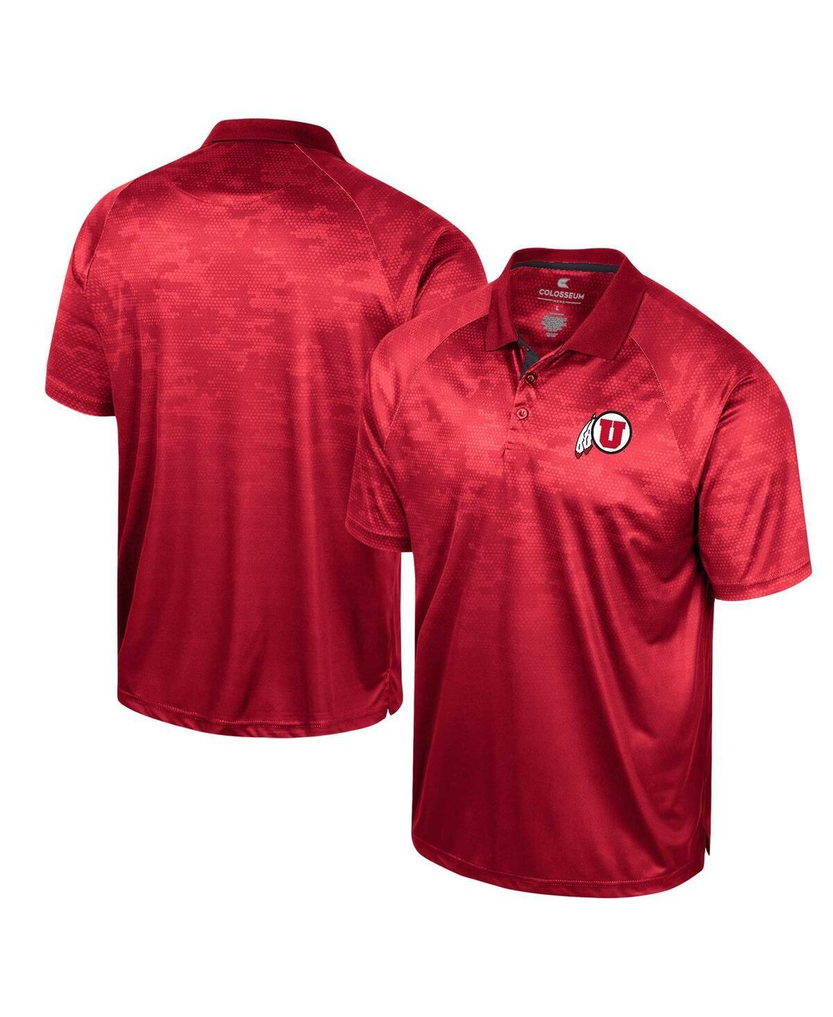 Mens Colosseum Red Utah Utes Honeycomb Raglan Polo Product Image