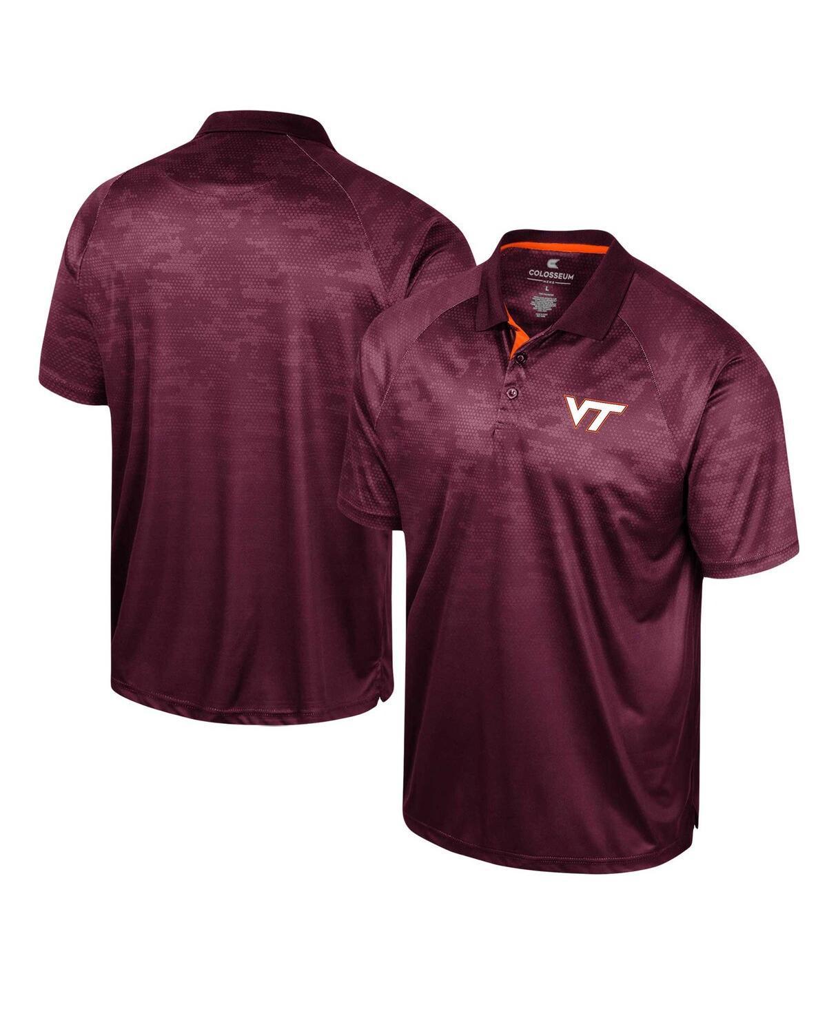 Mens Colosseum Maroon Virginia Tech Hokies Honeycomb Raglan Polo Shirt Product Image