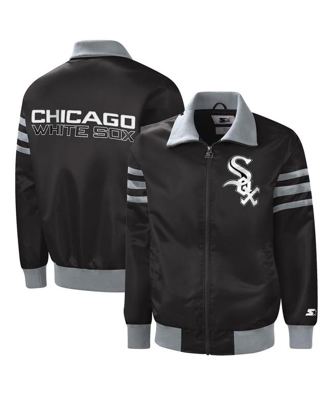 Mens Starter Black Chicago White Sox The Captain II Full-Zip Varsity Jacket Product Image