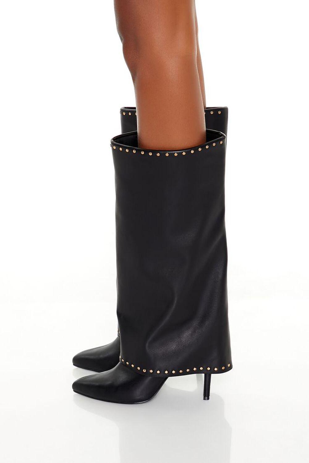 Studded Knee-High Overlay Boots | Forever 21 Product Image