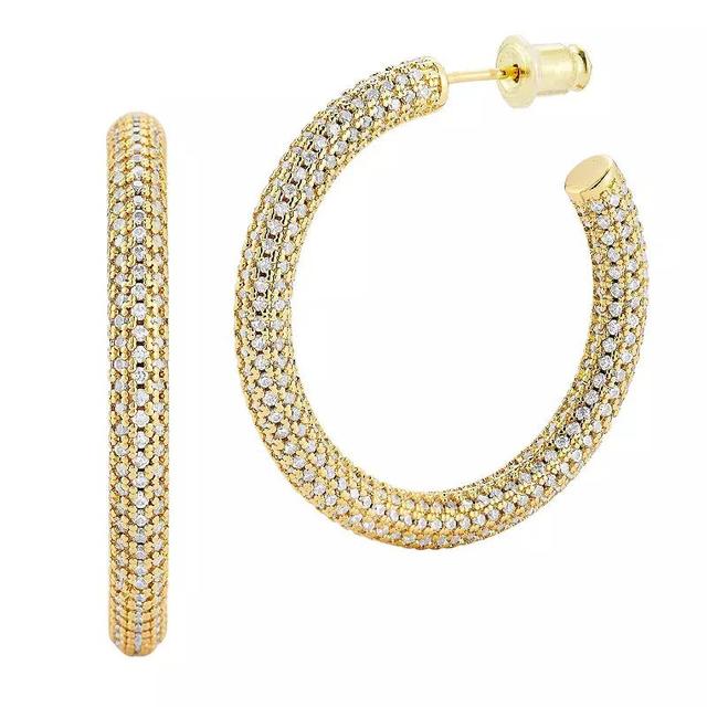 WINX 18k Gold Plated Cubic Zirconia Hoop Earrings, Womens, Gold Tone Product Image