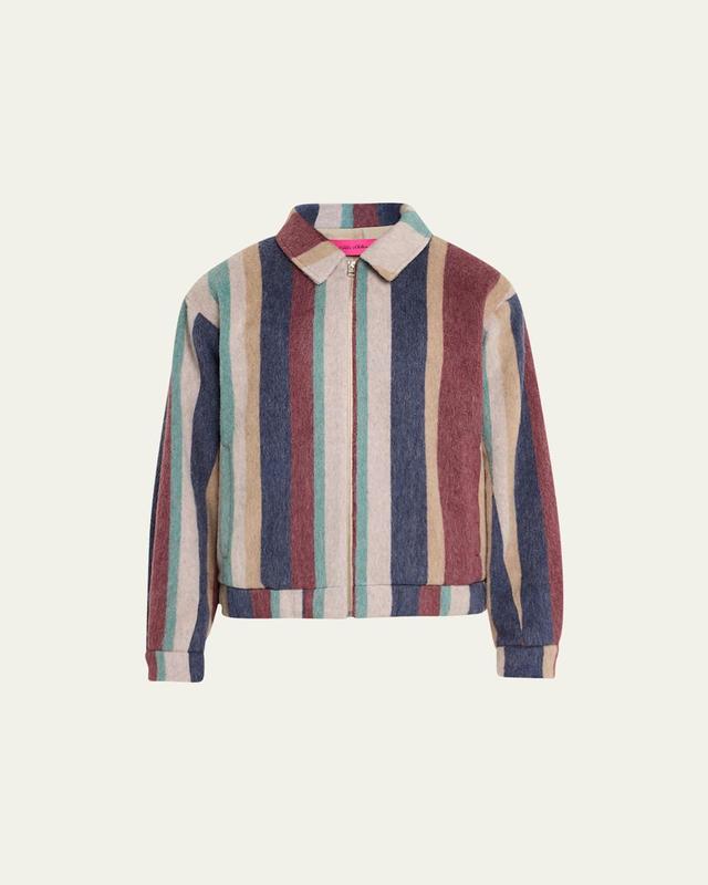 Mens Multicolor Striped Wool-Blend Jacket Product Image