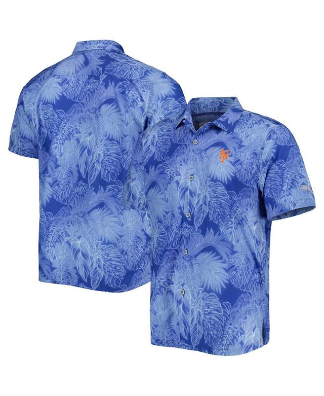 Mens Tommy Bahama Royal New York Mets Bahama Coast Luminescent Fronds IslandZone Button-Up Camp Shirt Product Image