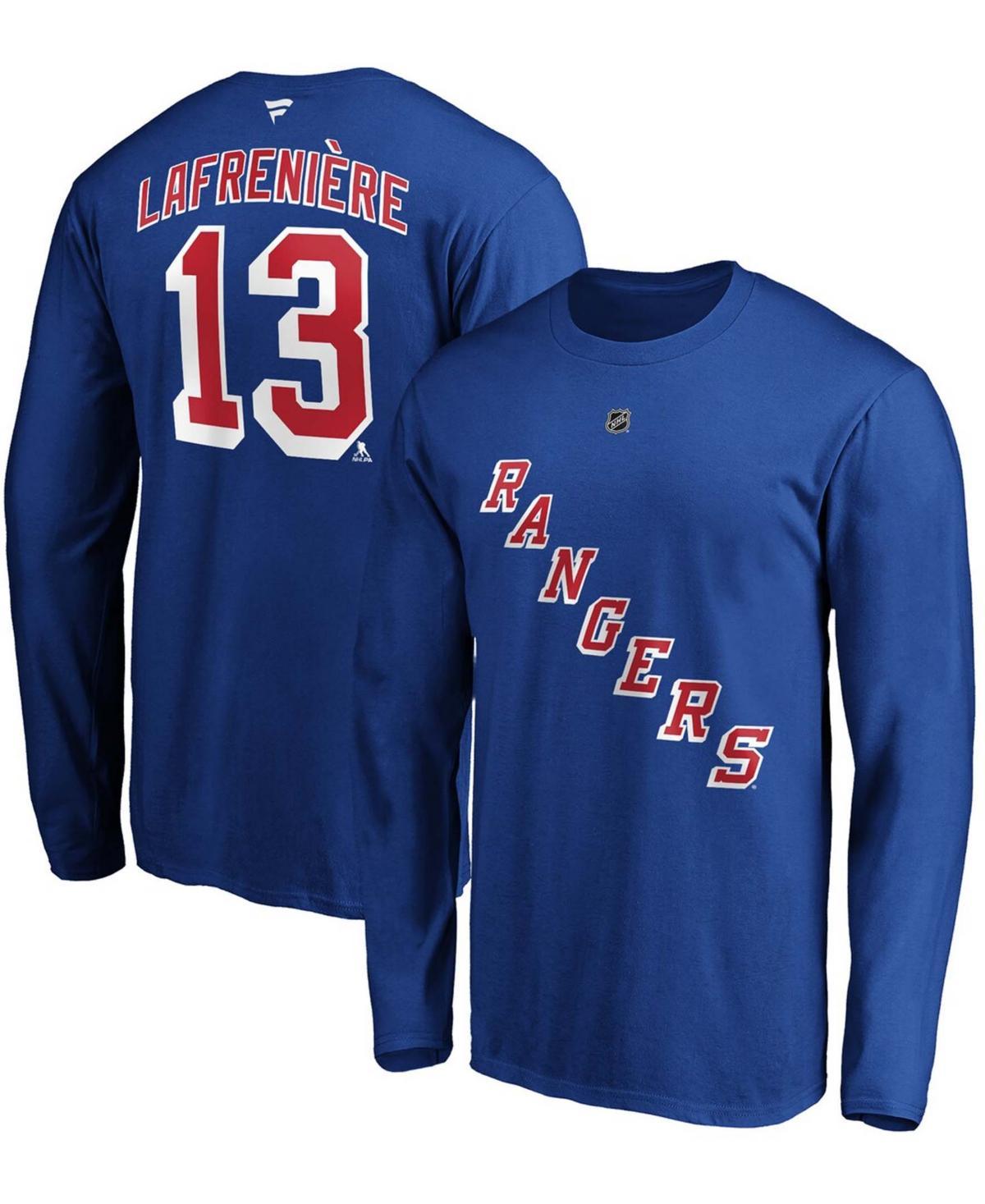 Mens Fanatics Branded Alexis Lafrenire Blue New York Rangers Authentic Stack Name & Number Long Sleeve T-Shirt Product Image