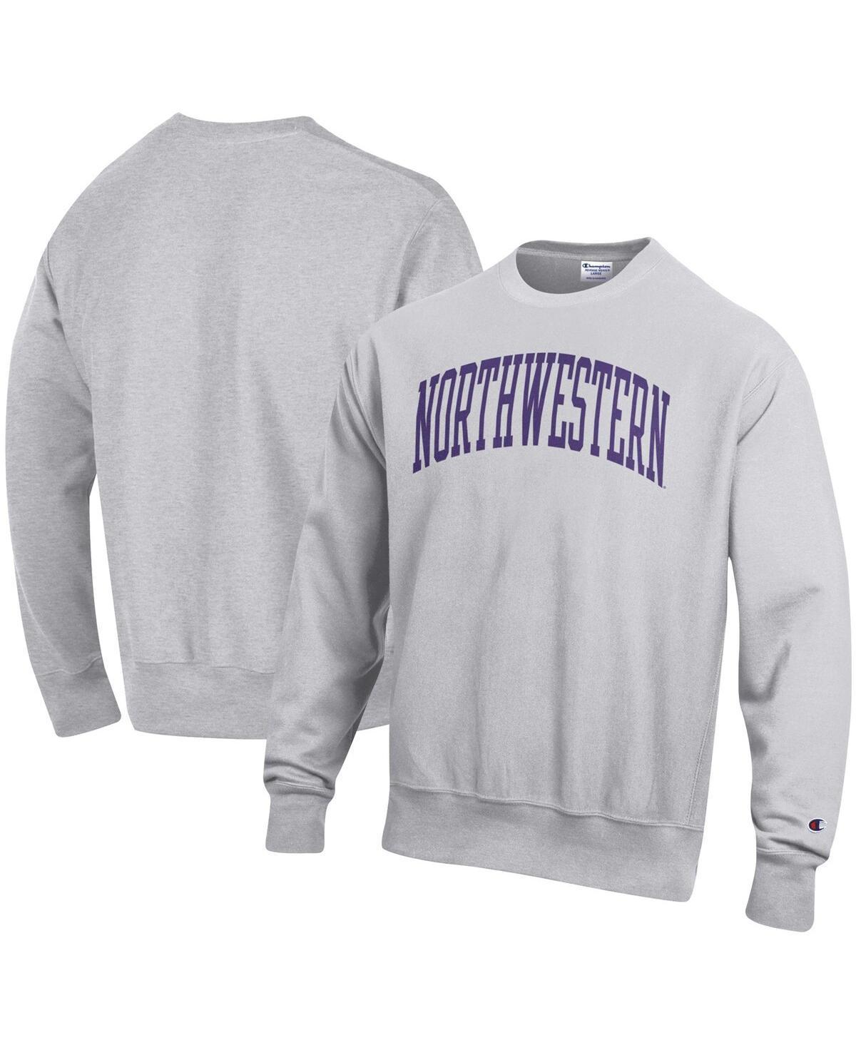 Mens Champion Heathered Gray Northwestern Wildcats Arch Reverse Weave Pullover Sweatshirt Product Image