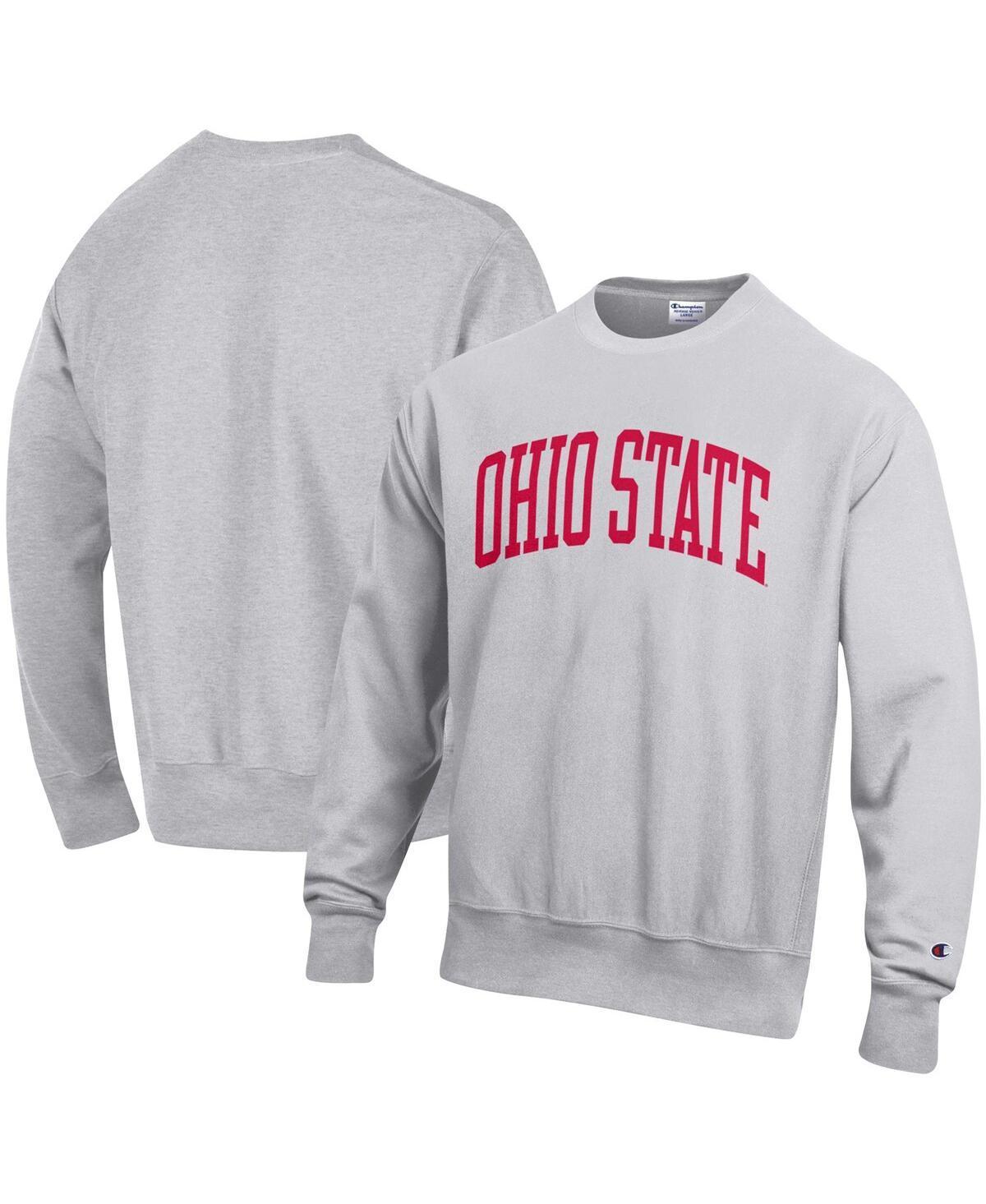 Mens Champion Ash Ohio State Buckeyes Big & Tall Reverse Weave Fleece Crewneck Pullover Sweatshirt Product Image