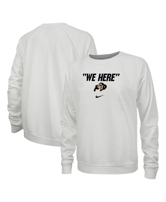 Womens Nike White Colorado Buffaloes We Here Varsity Raglan Pullover Sweatshirt Product Image