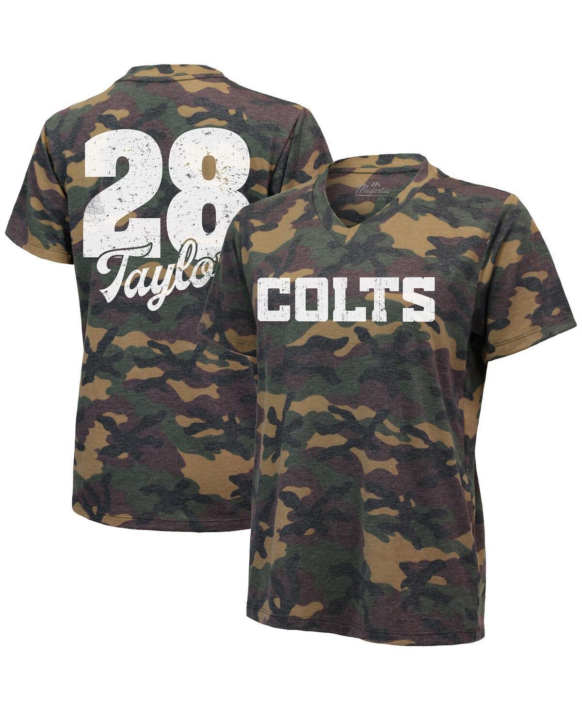 Womens Majestic Threads Jonathan Taylor Camo Indianapolis Colts Name & Number V-Neck Tri-Blend T-Shirt Product Image