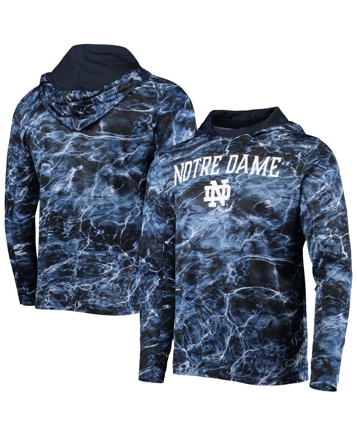 Mens Colosseum Navy Notre Dame Fighting Irish Mossy Oak Spf 50 Performance Long Sleeve Hoodie T-shirt Product Image