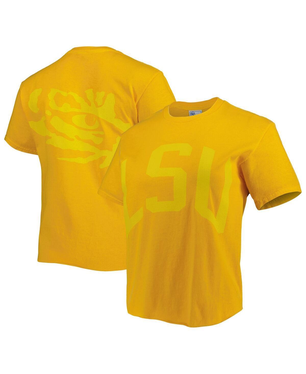 Womens 47 LSU Tigers Vintage Tubular Hyper Bright 2-Hit Cropped T-Shirt Product Image