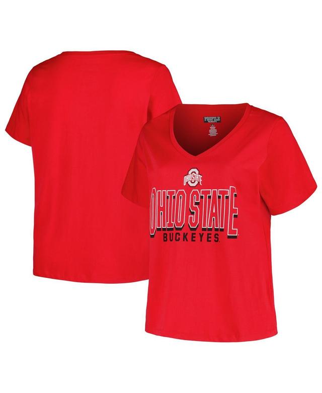 Womens Fanatics Scarlet Ohio State Buckeyes Plus Size Sideline Route V-Neck T-shirt Product Image