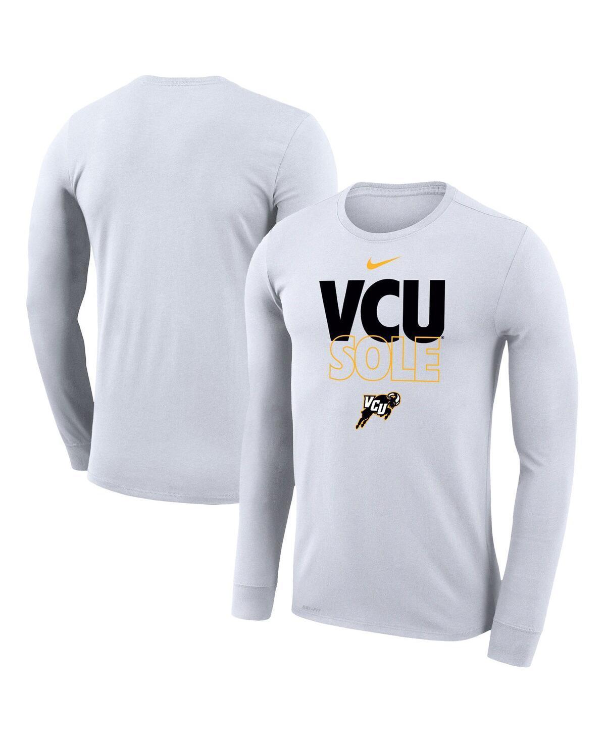 Nike White VCU Rams 2023 On Court Bench Long Sleeve T-Shirt, Mens Product Image