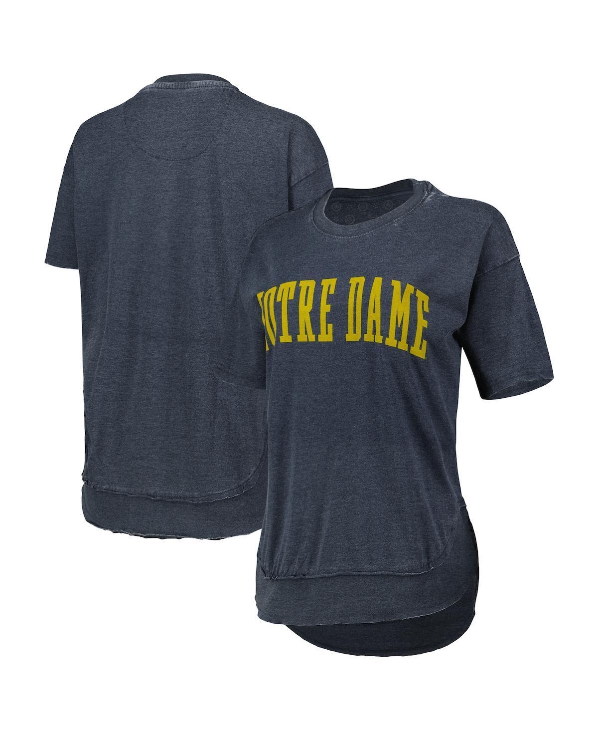 Womens Pressbox Heathered Notre Dame Fighting Irish Arch Poncho T-Shirt Blue Product Image