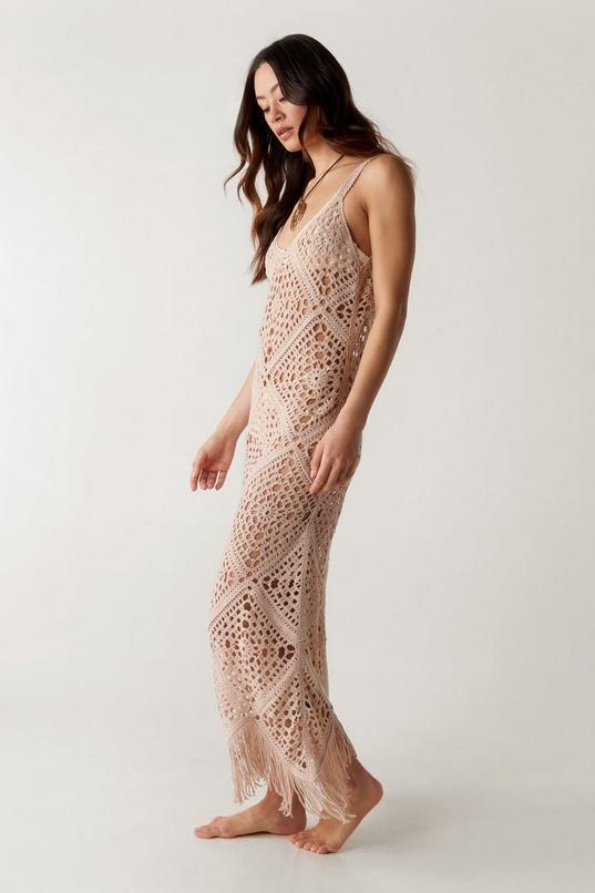 Crochet Diamond Tassel Maxi Beach Dress Product Image