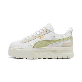 PUMA Mayze Embroidery Sneakers Women in White/Pistachio Green Product Image