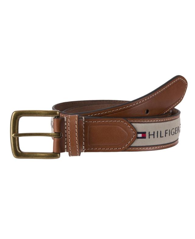 Tommy Hilfiger Mens Tri-Color Ribbon Inlay Leather Belt Product Image