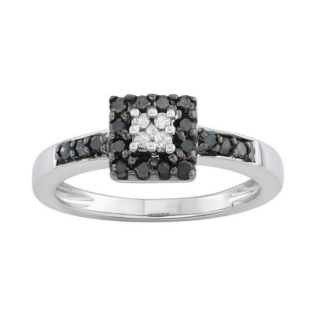 1/3 Carat T.W. Black & White Diamond Halo Ring, Womens Multicolor Product Image