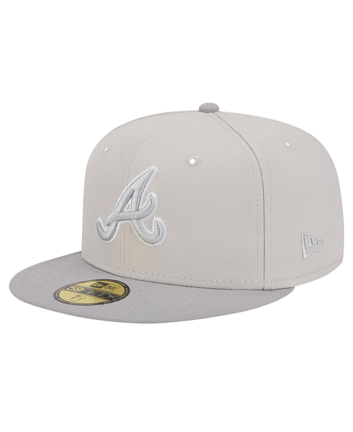 New Era Mens Khaki Atlanta Braves Two-Tone Color Pack 59FIFTY Fitted Hat - Khaki, Gray Product Image