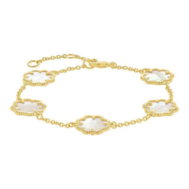 MC Collective Mother-of-Pearl Flower Medallion Station Bracelet, Womens Gold Tone Product Image