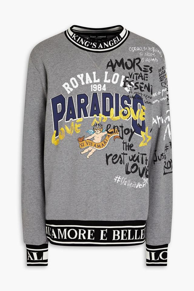 Printed French Cotton-terry Sweatshirt In Gray Product Image