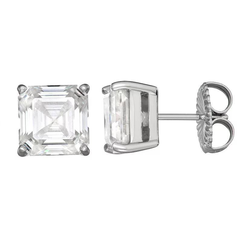 Charles & Colvard 14k White Gold 6 1/4 Carat T.W. Lab-Created Moissanite Square Stud Earrings, Womens Product Image