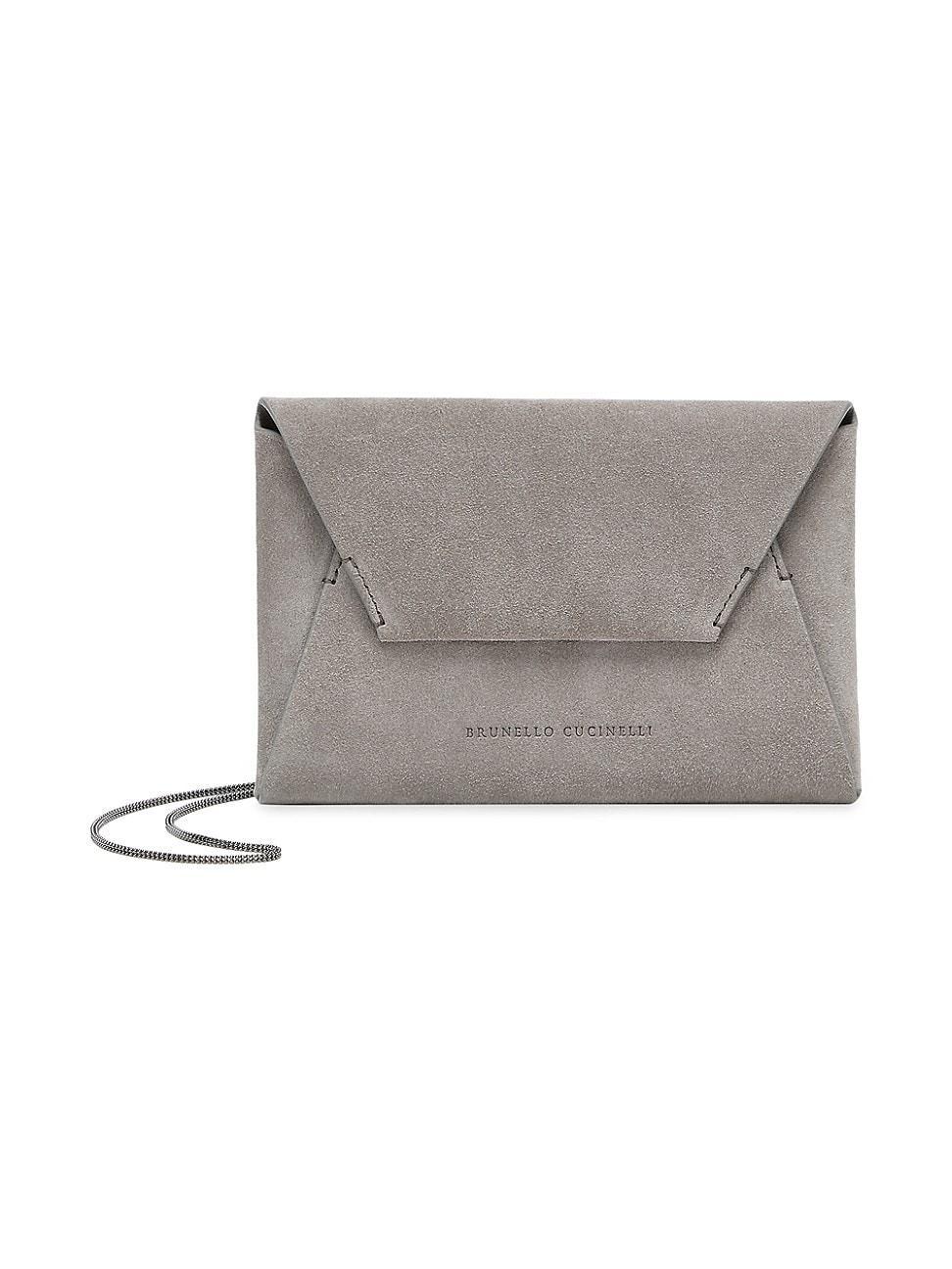 Womens Suede Envelope Bag With Precious Chain Product Image