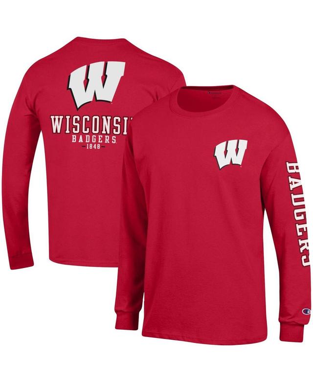 Mens Champion Wisconsin Badgers Team Stack Long Sleeve T-Shirt Product Image