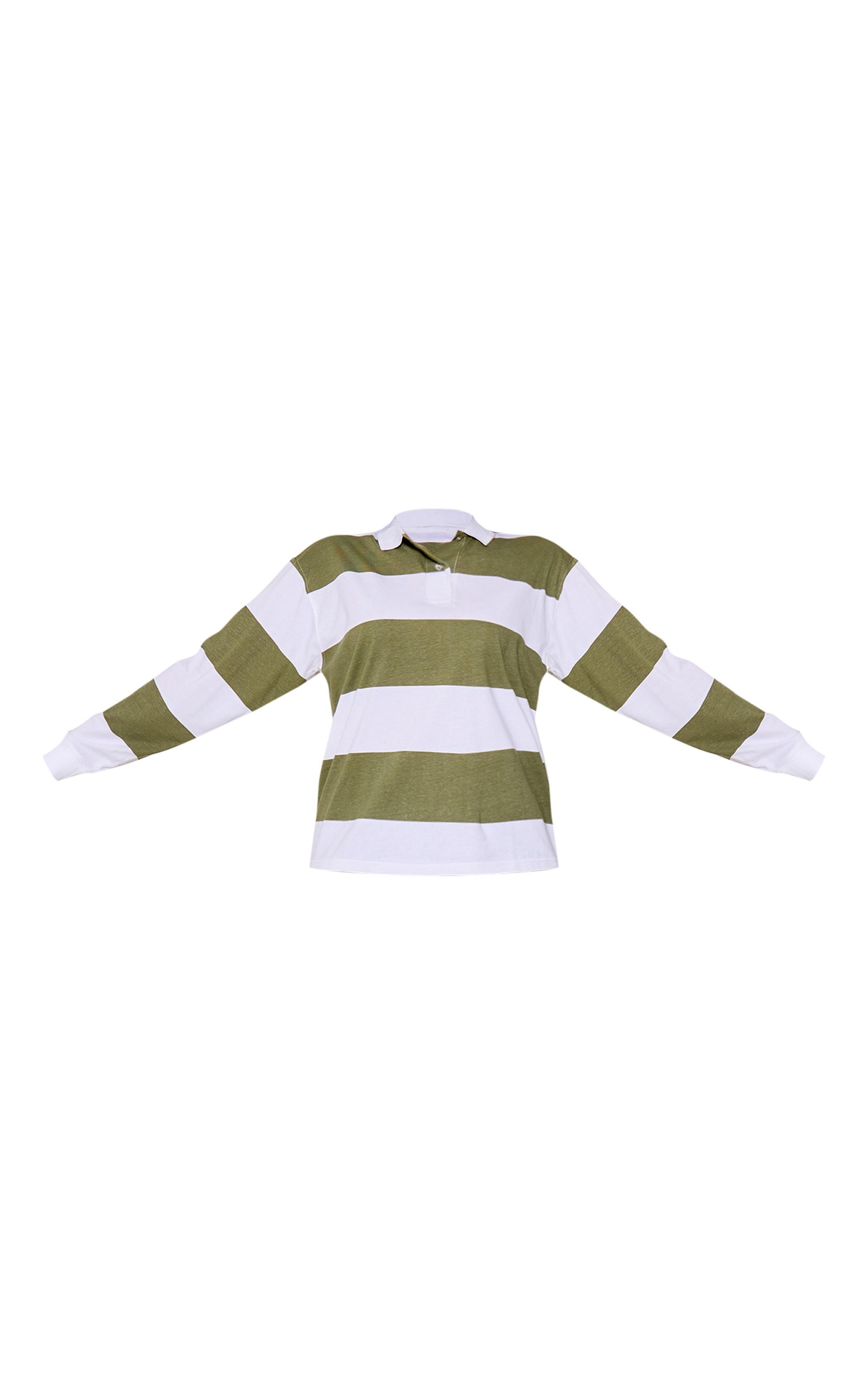 Green Stripey Collared Top Product Image