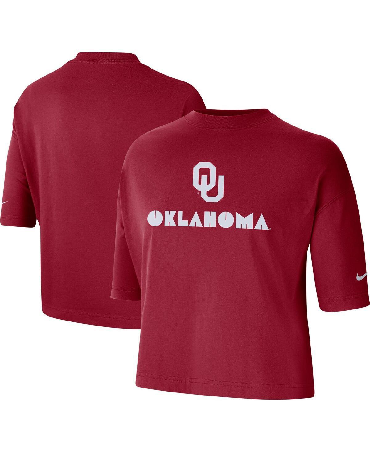 Womens Nike Crimson Oklahoma Sooners Crop Performance T-shirt Product Image