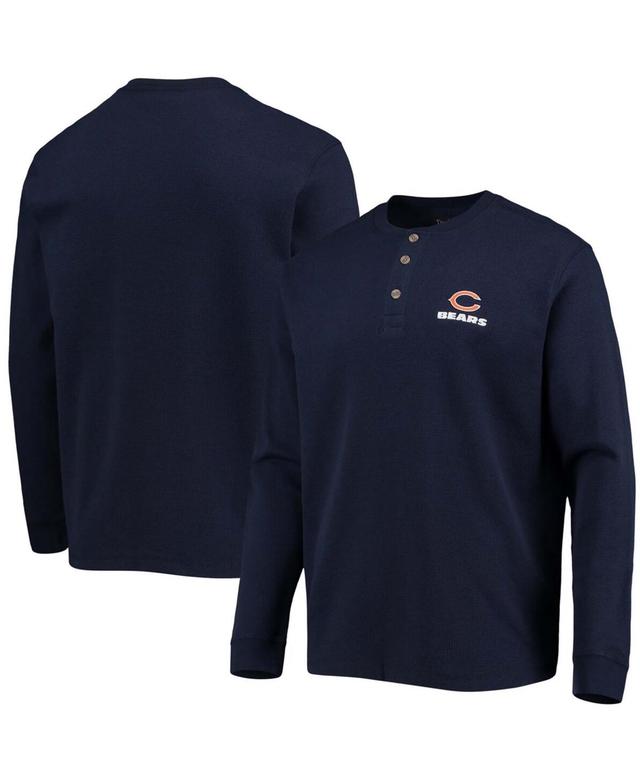 Men's Dunbrooke Navy Chicago Bears Logo Maverick Thermal Henley Long Sleeve T-Shirt Product Image