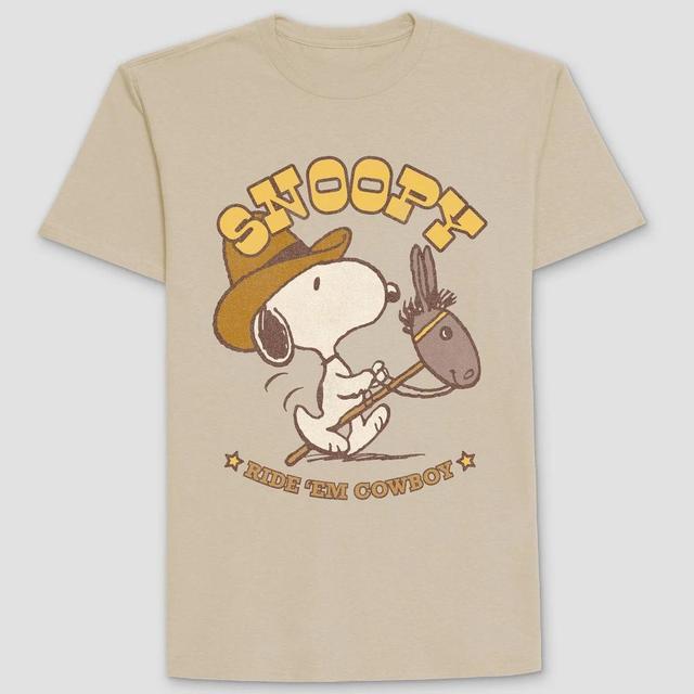 Mens Peanuts Snoopy Cowboy Round Neck T-Shirt - Tan Product Image