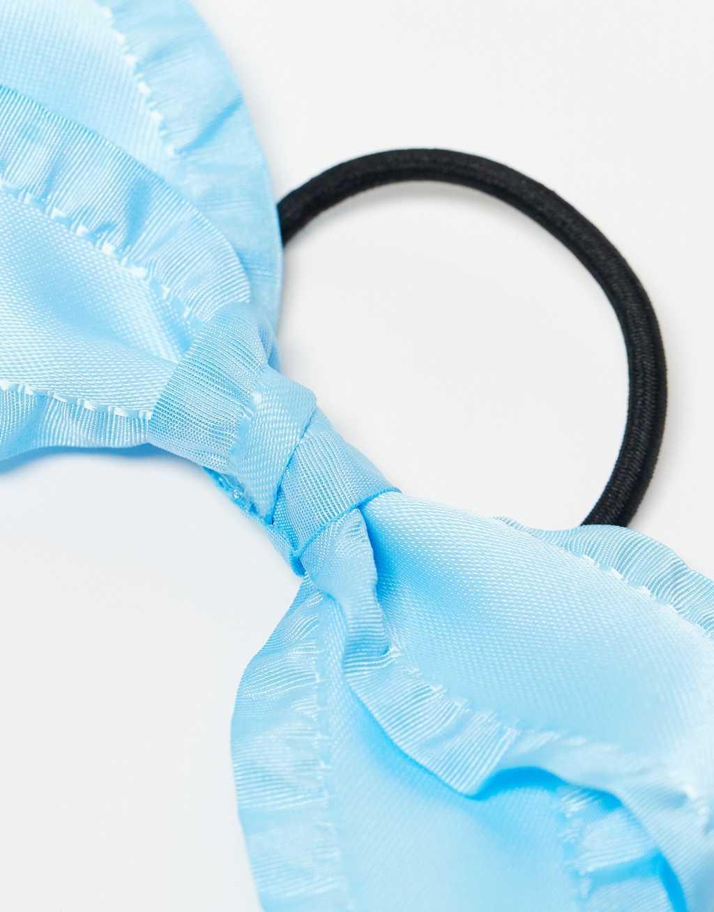 Pieces crinckle 2 pack hair bands with bow detail in pink and blue Product Image