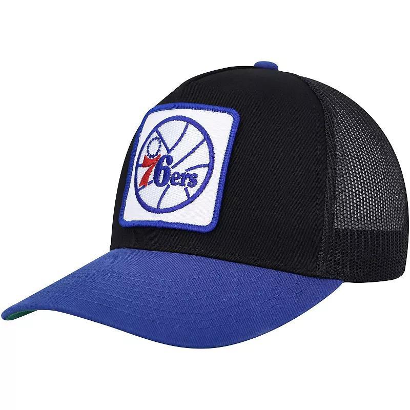 Mens Mitchell & Ness Black Philadelphia 76ers SOUL Truck It Trucker Snapback Hat Product Image