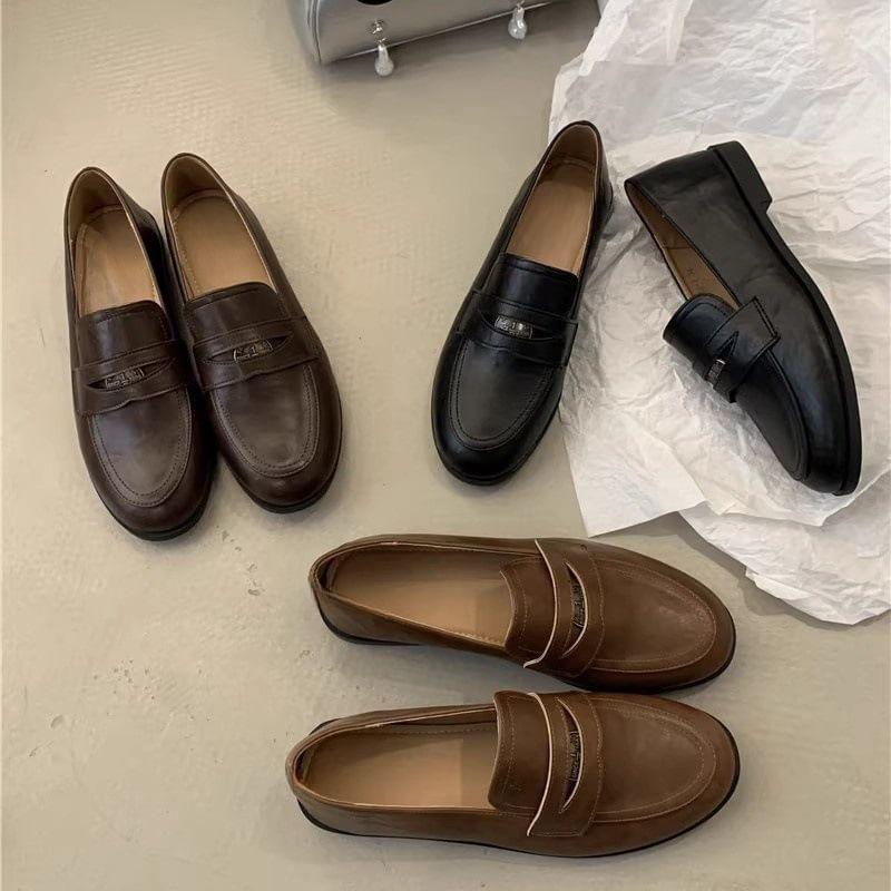 Faux Leather Penny Loafers Product Image