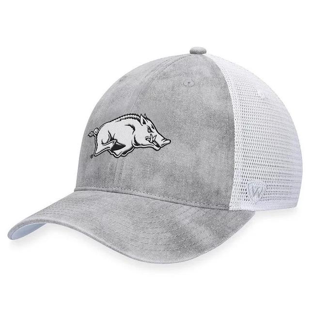 Mens Top of the World Gray/White Arkansas Razorbacks Slate Trucker Adjustable Hat Product Image