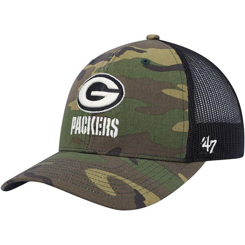 Mens 47 Camo/Black Bay Packers Trucker Adjustable Hat Product Image