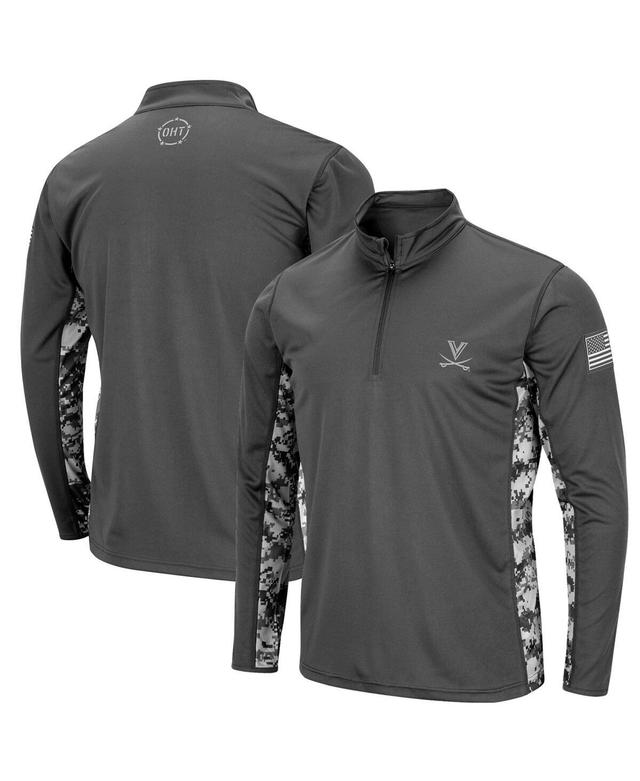 Mens Colosseum Charcoal Virginia Cavaliers OHT Military Appreciation Rival Digi Camo Quarter-Zip Jacket Product Image