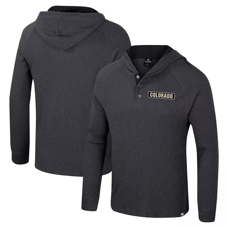 Mens Colosseum Charcoal Colorado Buffaloes Dujour Ralgan Long Sleeve Henley Hoodie T-Shirt Product Image