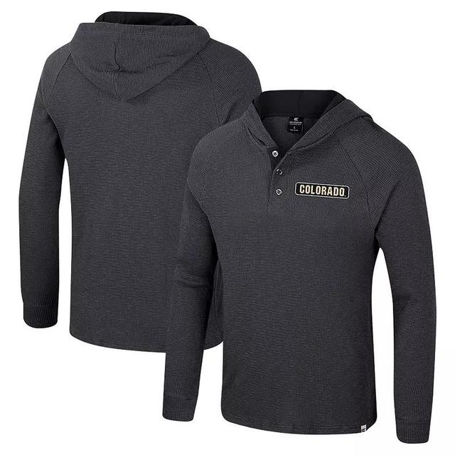 Mens Colosseum Charcoal Colorado Buffaloes Dujour Ralgan Long Sleeve Henley Hoodie T-Shirt Product Image