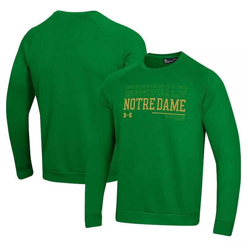 Mens Under Armour Notre Dame Fighting Irish 2024/25 Sideline Wordmark Rival Raglan Pullover Sweatshirt Blue Product Image