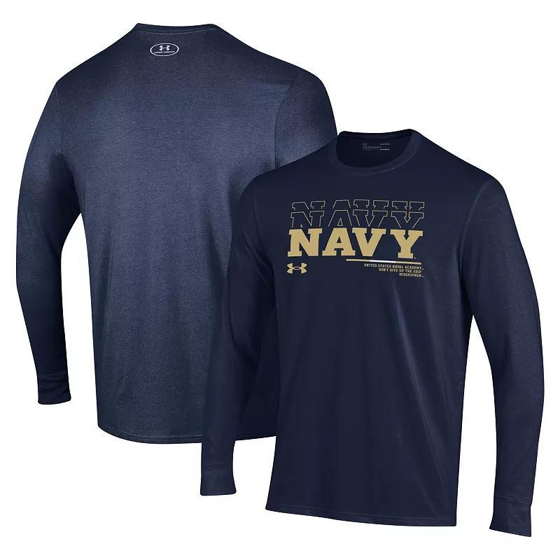 Mens Under Armour Midshipmen Sideline Long Sleeve T-Shirt Blue Product Image