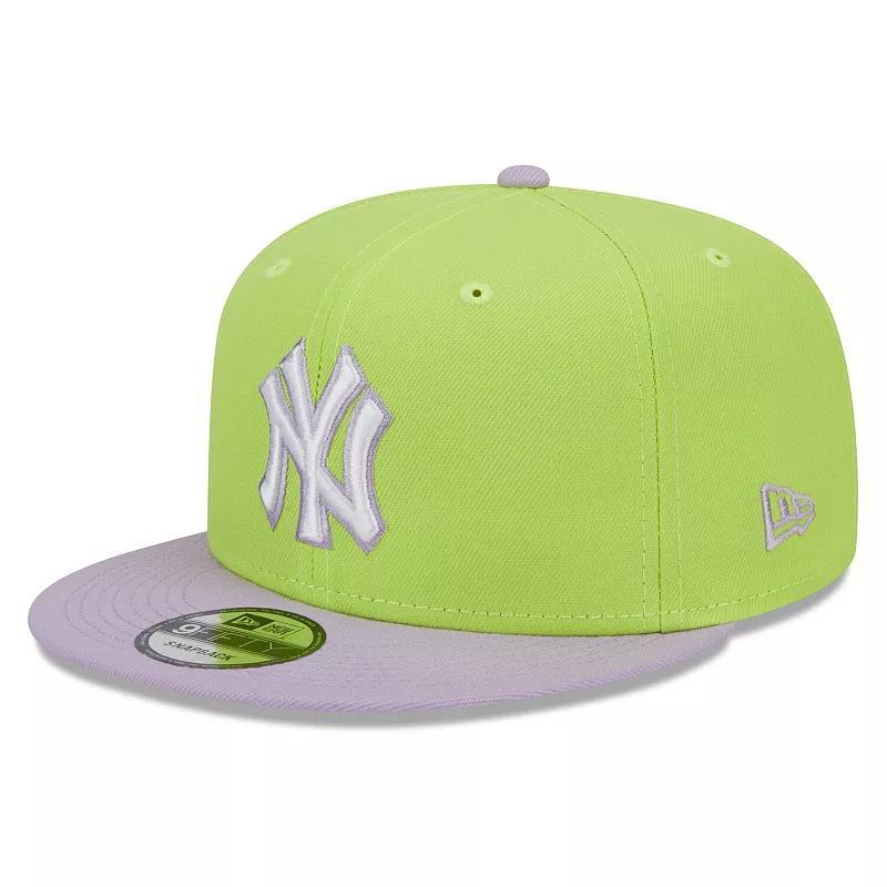 Mens New Era Neon Green/Purple New York Yankees Spring Basic Two-Tone 9FIFTY Snapback Hat Product Image